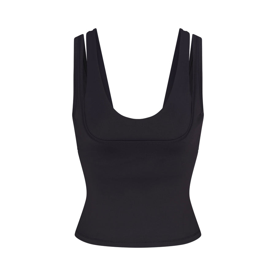 NikeSKIMS MATTE DOUBLE STRAP SCOOP TANK | OBSIDIAN