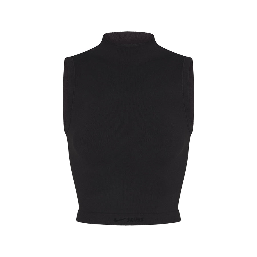 NikeSKIMS VINTAGE SEAMLESS MOCK NECK BRA TOP | OBSIDIAN