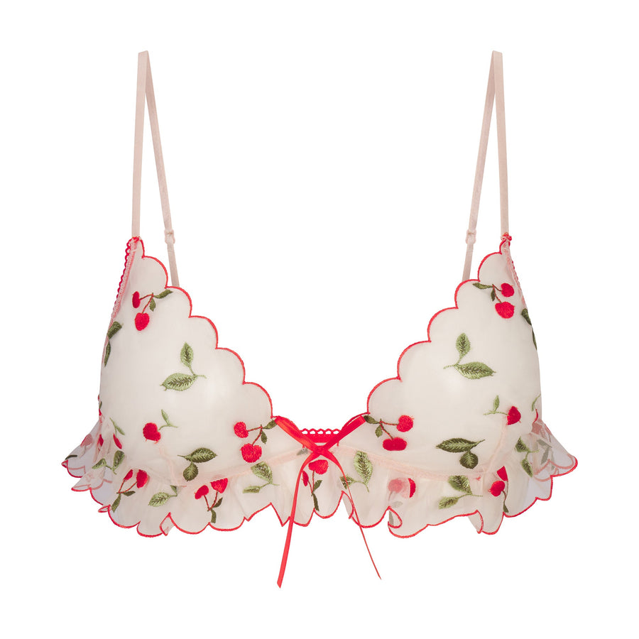 EMBROIDERED TULLE SKIMPY TRIANGLE BRALETTE | PRIMROSE CHERRY TULLE