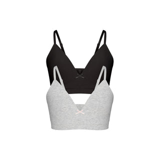 COTTON SEAMLESS JUNIORS TRAINING BRA 2-PACK | LIGHT HEATHER GREY AND SOOT