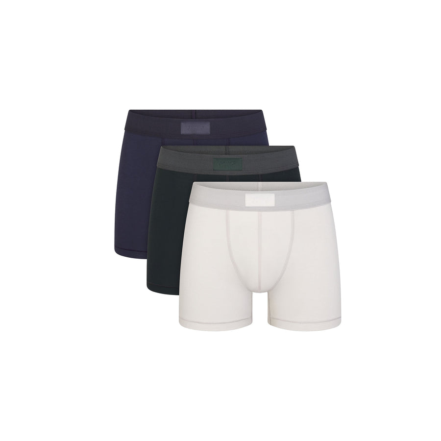 SKIMS COTTON MENS 3" BOXER BRIEF 3-PACK | BLUE BLACK MULTI