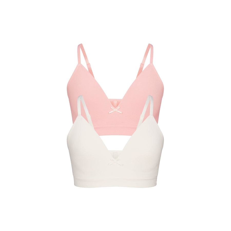 COTTON SEAMLESS JUNIORS TRAINING BRA 2-PACK | MARBLE AND BALLET