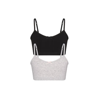 COTTON SEAMLESS JUNIORS BRALETTE 2-PACK | LIGHT HEATHER GREY AND SOOT