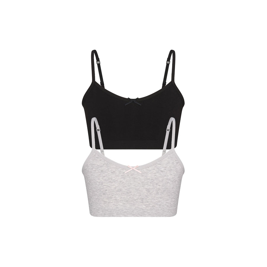 COTTON SEAMLESS JUNIORS BRALETTE 2-PACK | LIGHT HEATHER GREY AND SOOT