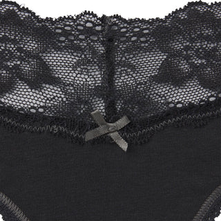 LIGHTWEIGHT COTTON WIDE LACE THONG | SOOT TONAL