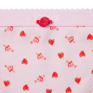 LIGHTWEIGHT COTTON LOGO PICOT THONG | BABY PINK ARROWED HEARTS