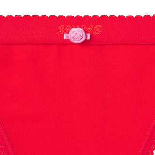 LIGHTWEIGHT COTTON LOGO PICOT THONG | RUBY TONAL