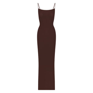 SOFT LOUNGE LONG SLIP DRESS | COCOA
