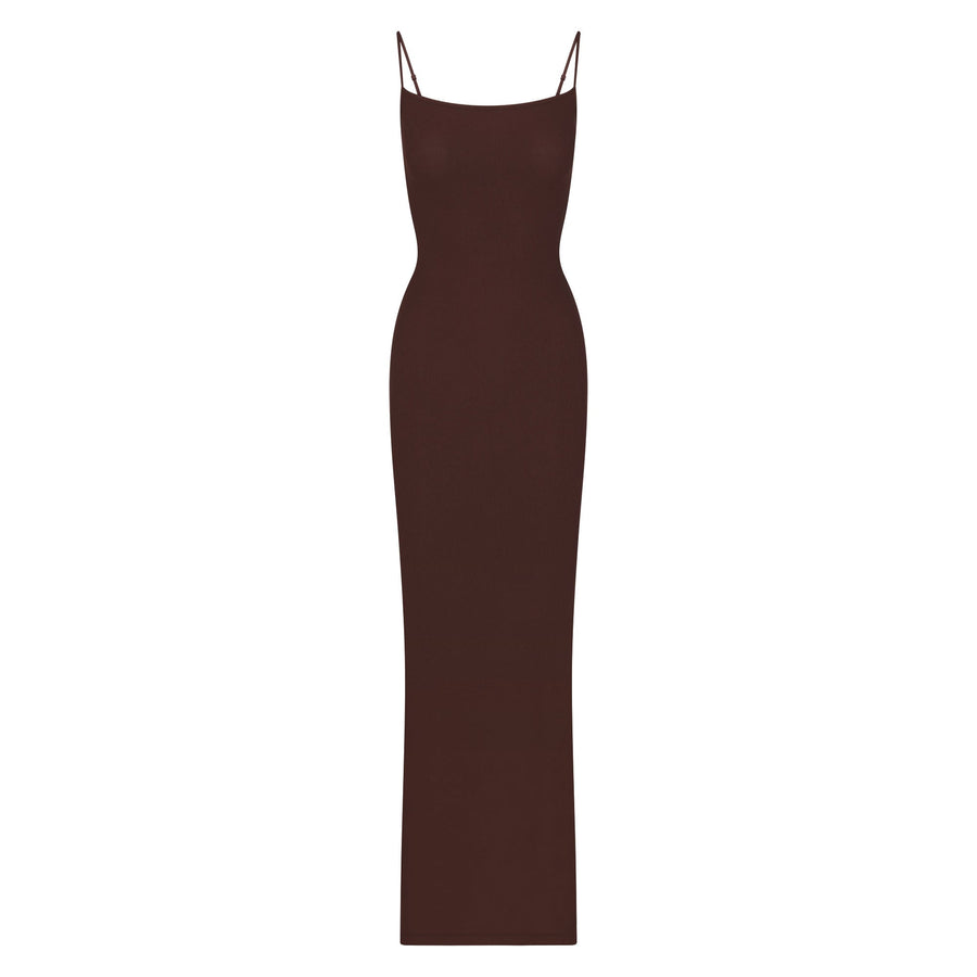 SOFT LOUNGE LONG SLIP DRESS | COCOA