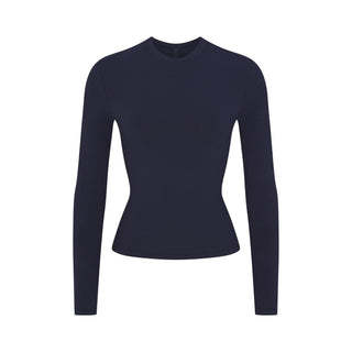 COTTON JERSEY LONG SLEEVE T-SHIRT | NAVY