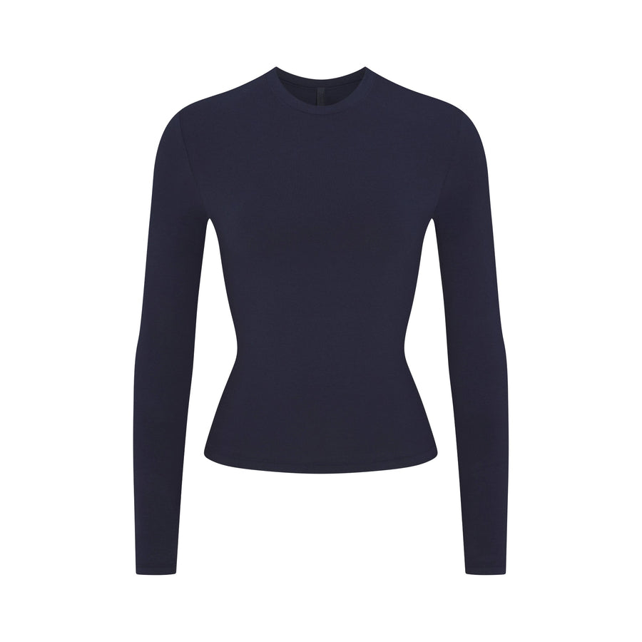COTTON JERSEY LONG SLEEVE T-SHIRT | NAVY