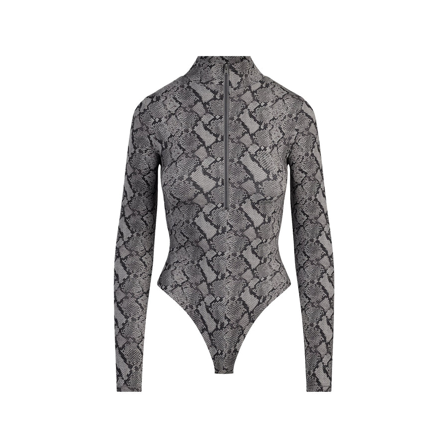 FITS EVERYBODY ZIP FRONT BODYSUIT | SHADOW SNAKE PRINT