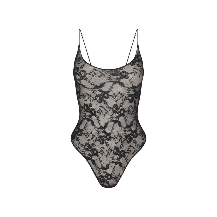 STRETCH LACE SCOOP NECK BODYSUIT | SOOT