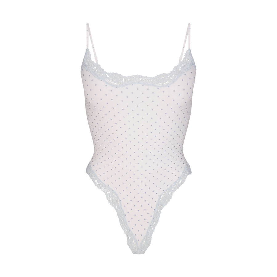 FITS EVERYBODY LACE CAMI BODYSUIT | SLATE PIN DOT PRINT