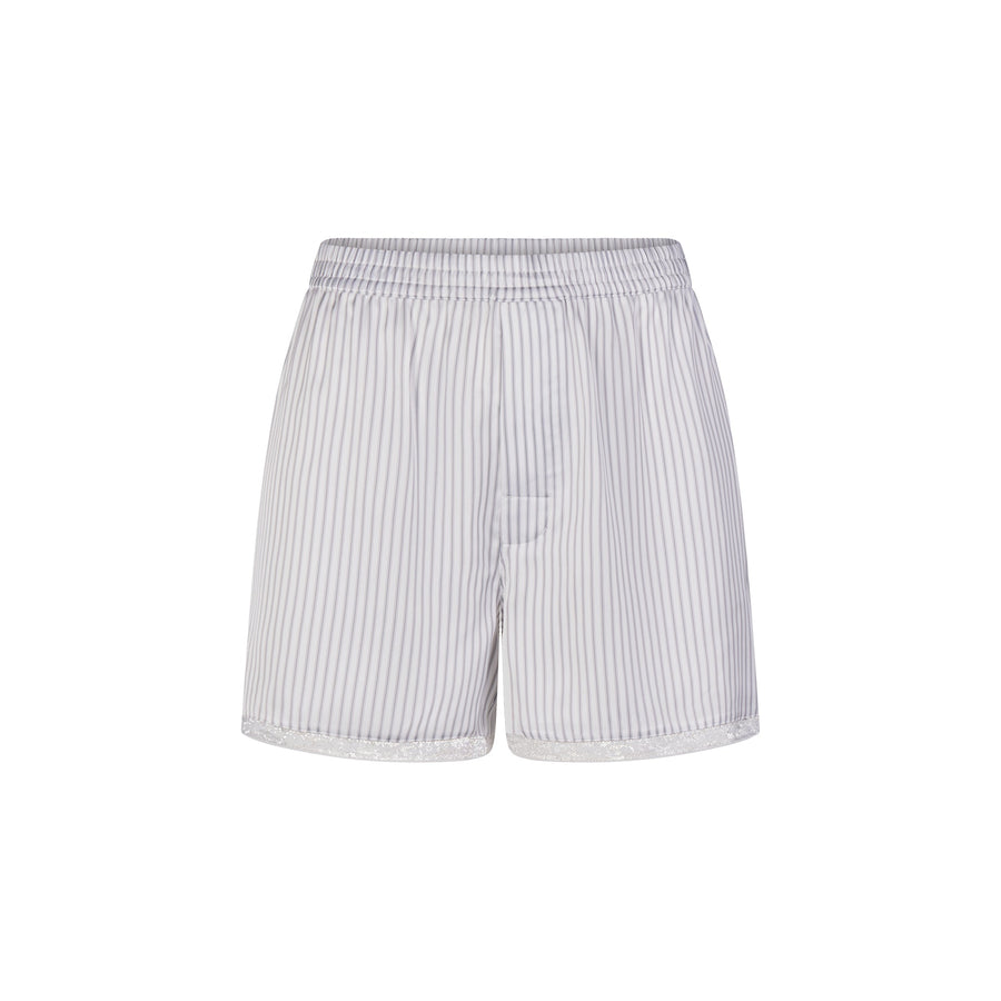 WOVEN SHINE LACE BOXER | SILVER TRIPLE PINSTRIPE