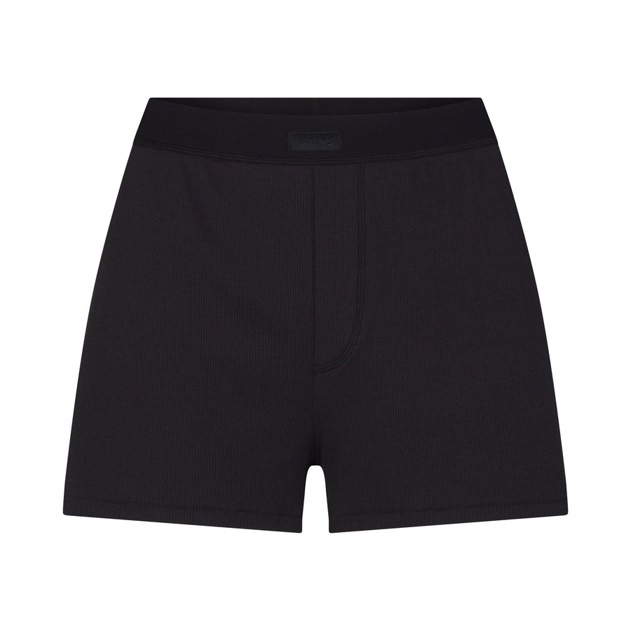 COTTON RIB LOOSE BOXER | SOOT