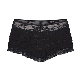 STRETCH LACE RUFFLE SHORT | SOOT