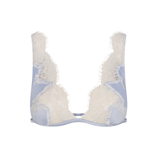 SILK LACE PLUNGE BRALETTE | PERIWINKLE CONTRAST
