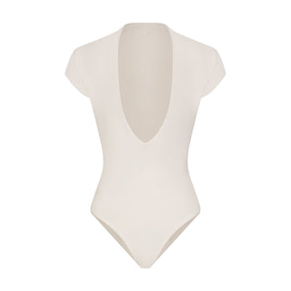 COTTON JERSEY DEEP PLUNGE BODYSUIT | MARBLE