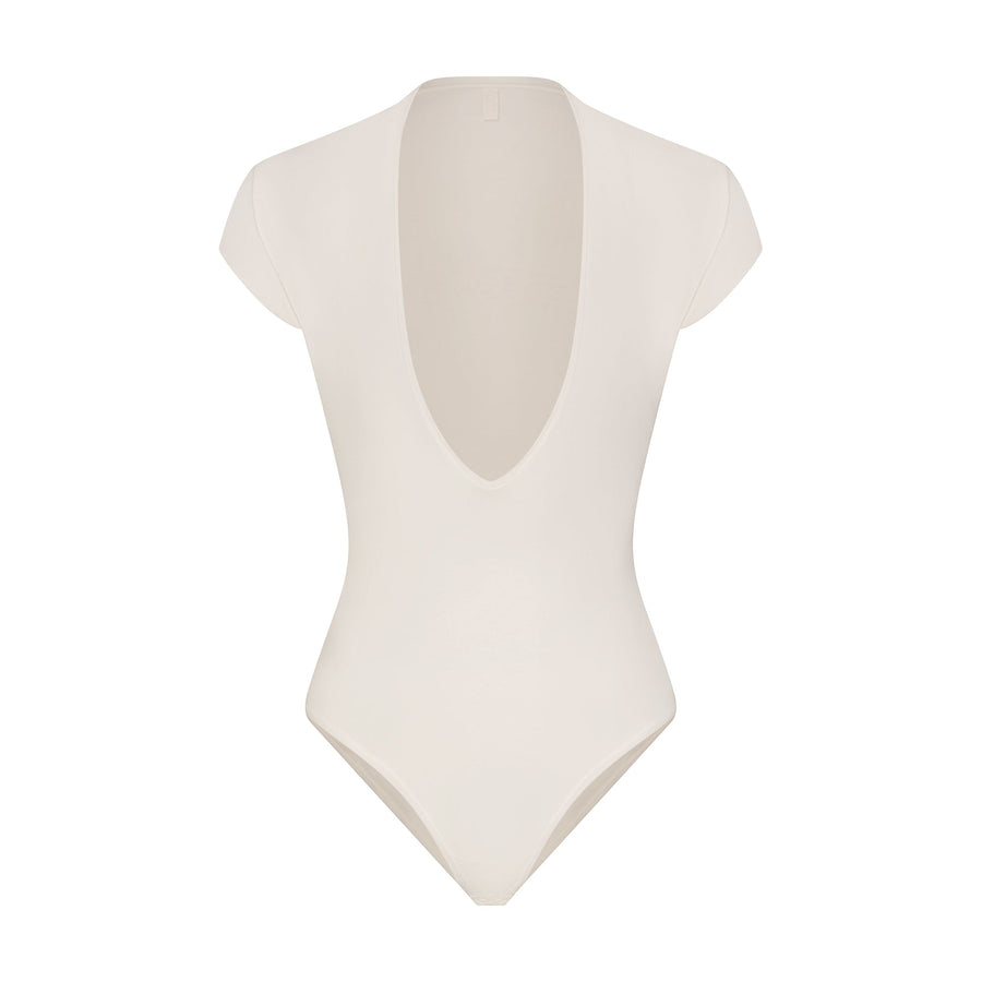 COTTON JERSEY DEEP PLUNGE BODYSUIT | MARBLE
