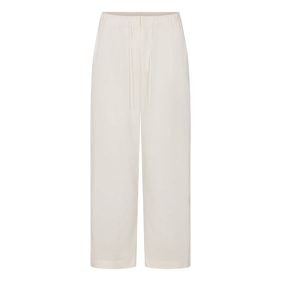 WOVEN COTTON OVERSIZED STRAIGHT LEG PANT | EGRET