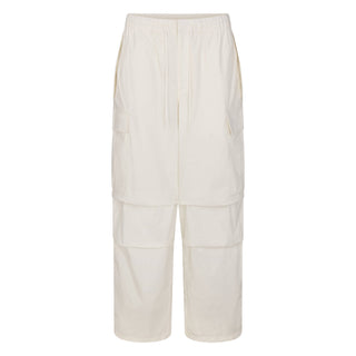 WOVEN COTTON OVERSIZED LOW RISE CARGO PANT | EGRET