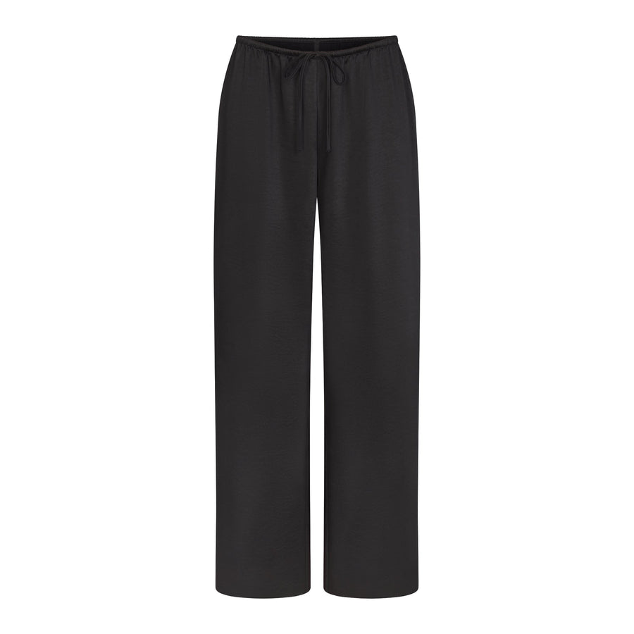 LIGHTWEIGHT SATIN STRAIGHT LEG PANT | OBSIDIAN