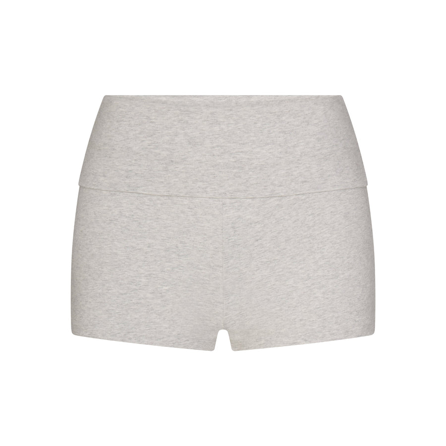 COTTON JERSEY FOLDOVER SHORT | LIGHT HEATHER GREY