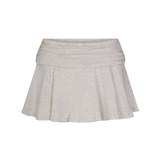 COTTON JERSEY FOLDOVER MINI SKORT | LIGHT HEATHER GREY