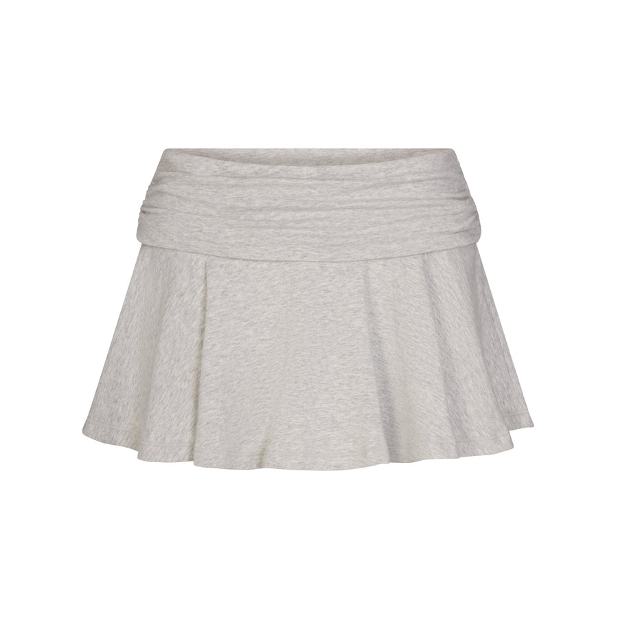 COTTON JERSEY FOLDOVER MINI SKORT | LIGHT HEATHER GREY