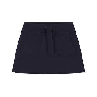 DRAPEY FRENCH TERRY MINI SKIRT | NAVY
