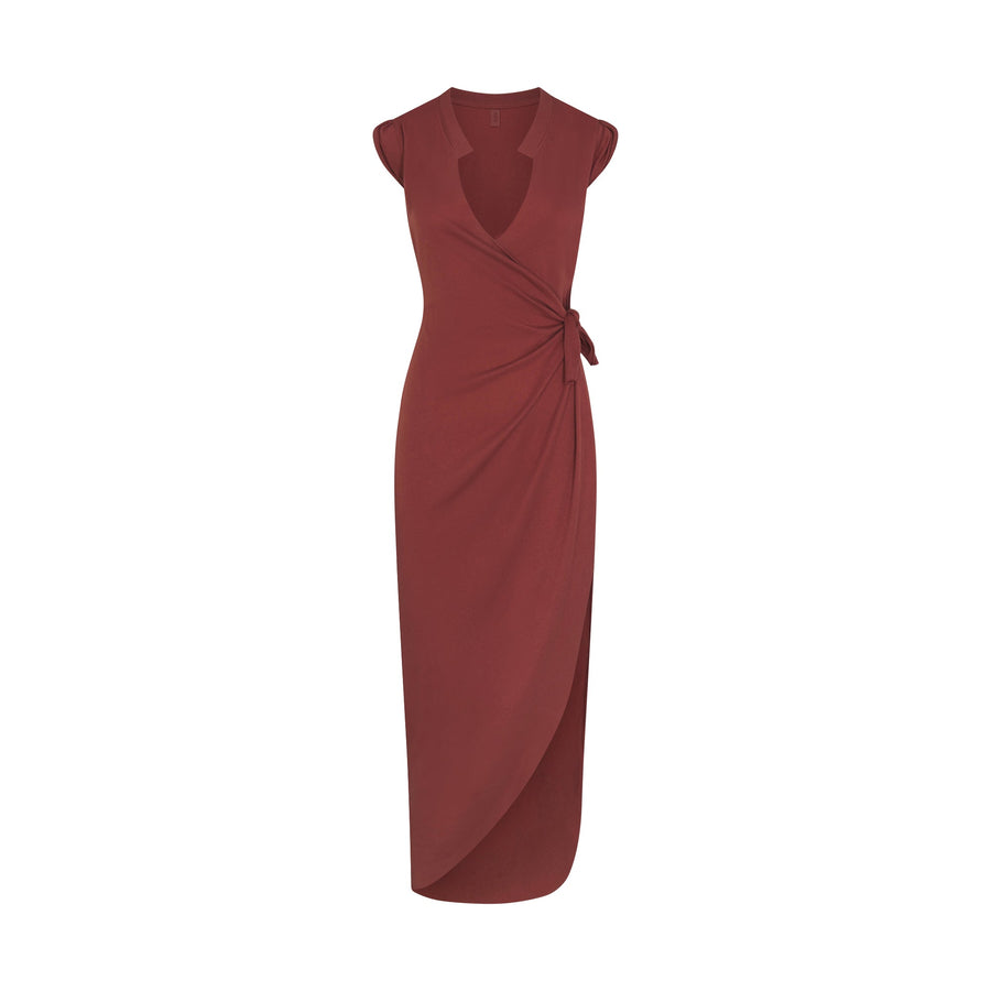SWIM COVER-UPS COTTON TIE DRESS | HENNA
