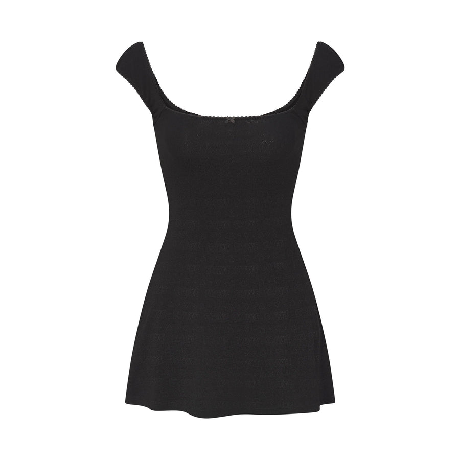 LOGO POINTELLE MINI DRESS | SOOT