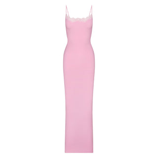 FITS EVERYBODY LACE LONG SLIP DRESS | BUBBLE GUM TONAL