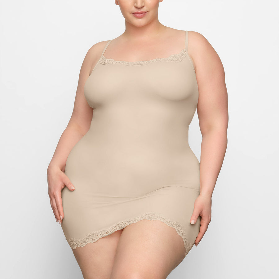 FITS EVERYBODY CORDED LACE SLIP DRESS | SAND