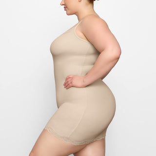 FITS EVERYBODY CORDED LACE SLIP DRESS | SAND