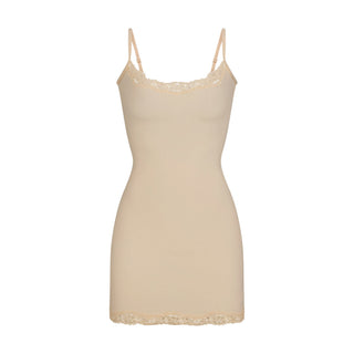 FITS EVERYBODY CORDED LACE SLIP DRESS | SAND
