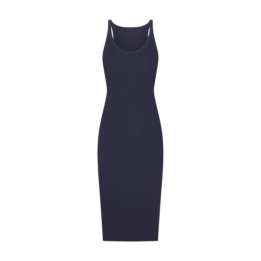 COTTON RIB TANK MIDI DRESS | NAVY