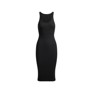 COTTON RIB TANK MIDI DRESS | SOOT