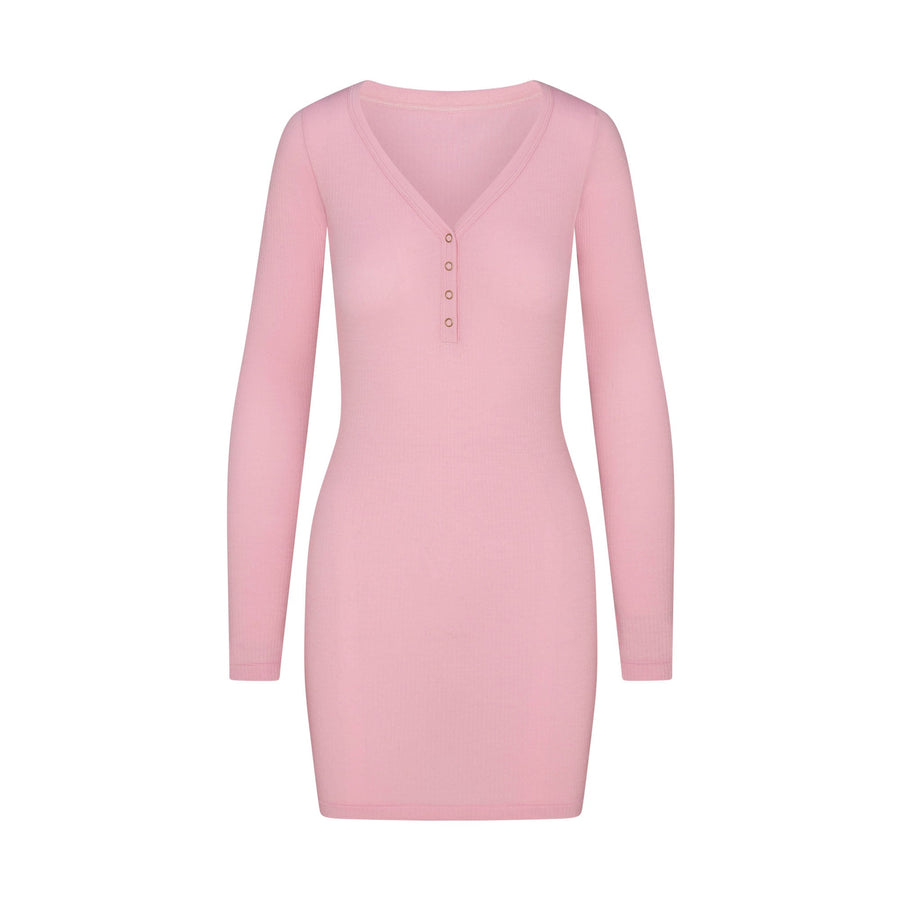 WOOL RIB HENLEY DRESS | HALITE
