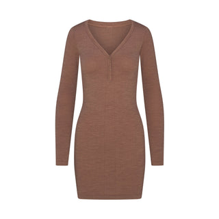 WOOL RIB HENLEY DRESS | SIENNA