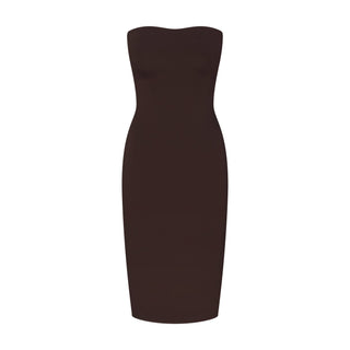 THE ESSENTIAL COLLECTION STRAPLESS MIDI DRESS | ESPRESSO