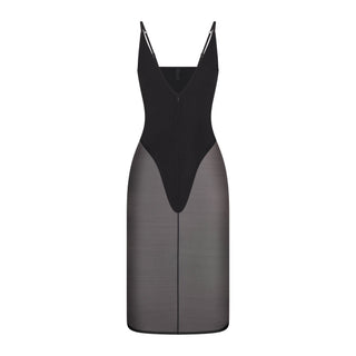 SKIMS BODY MESH PLUNGE MIDI DRESS | ONYX