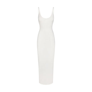 SMOOTH LAYERS SCOOP NECK LONG DRESS | EGRET