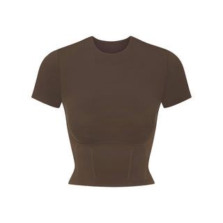 NikeSKIMS MATTE CROPPED CORSET TEE | DARK SEPIA