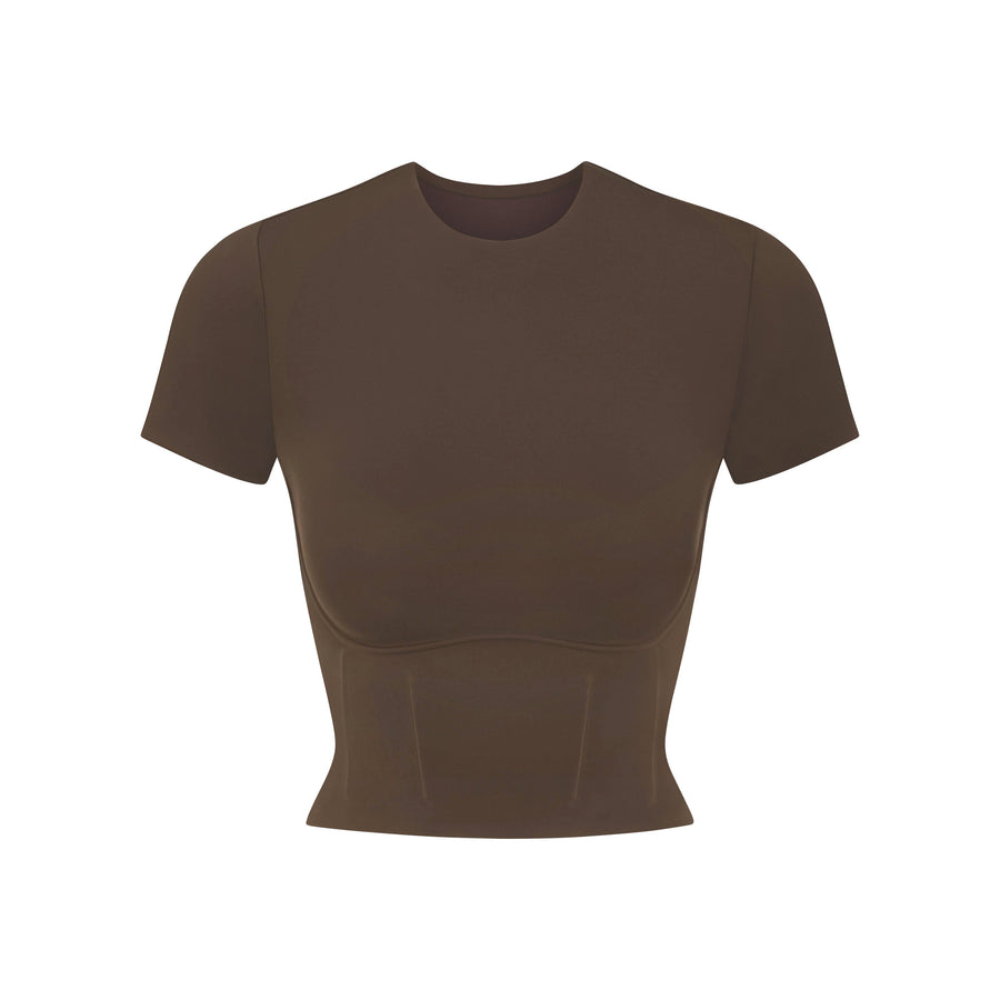 NikeSKIMS MATTE CROPPED CORSET TEE | DARK SEPIA