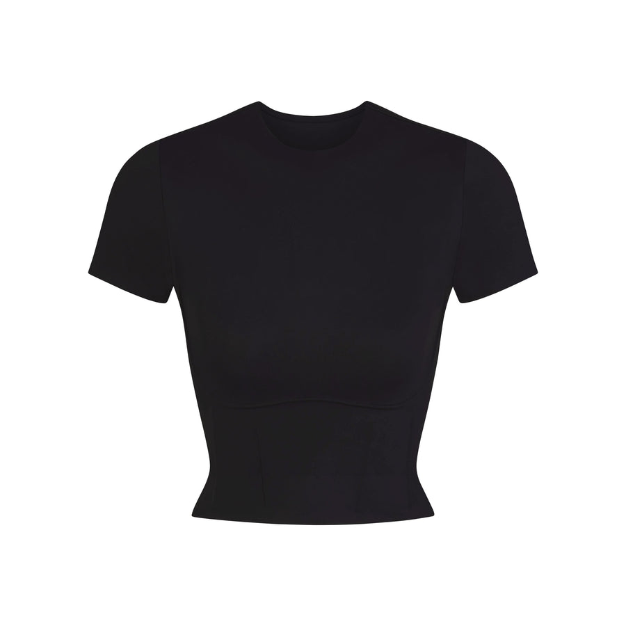 NikeSKIMS MATTE CROPPED CORSET TEE | OBSIDIAN