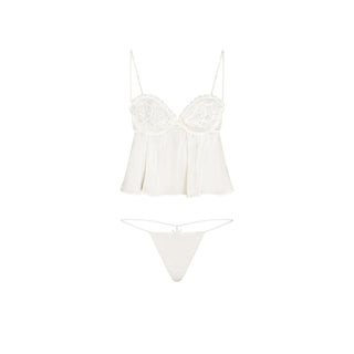 SKIMS ROMANCE BABYDOLL TOP AND STRING THONG SET | IVORY