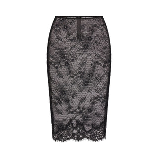 ULTRA FINE LACE MIDI SKIRT | OBSIDIAN
