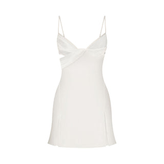 SKIMS ROMANCE DRAPED MINI SLIP DRESS | IVORY
